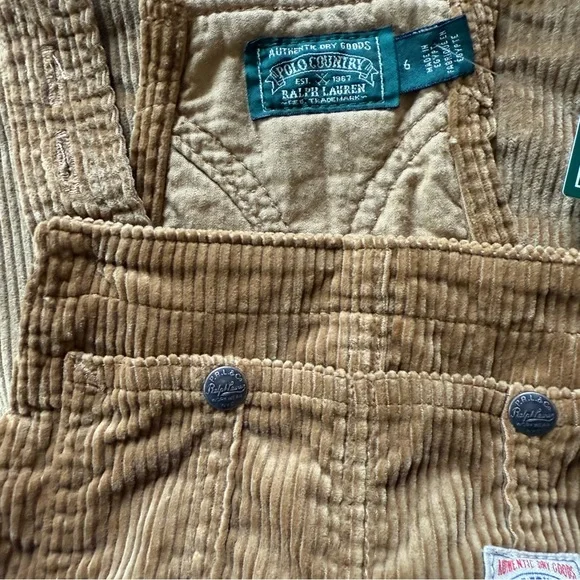 NWT Polo Country Ralph Lauren Boys Cotton Corduroy Overalls - Picture 7 of 7